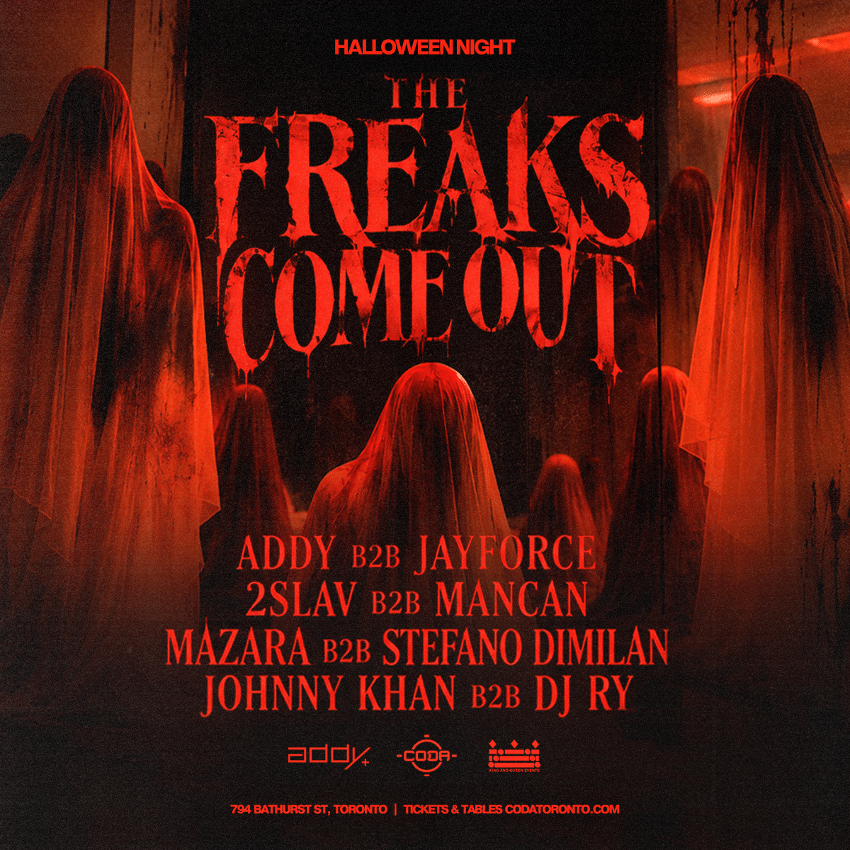 The Freaks Come Out | Halloween Night flyer